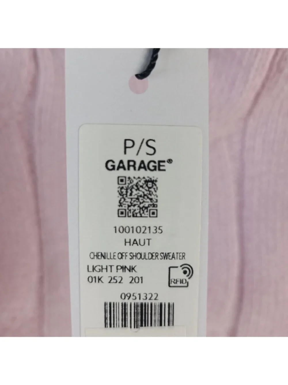 NEW Chenille Off-Shoulder Light Pink Sweater Sz P/S Garage